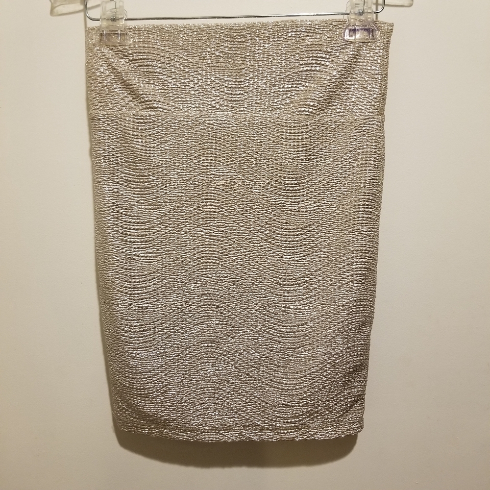 Decree Women's Gold Shimmer Metallic Party Mini Skirt Size S Cocktail Clubwear